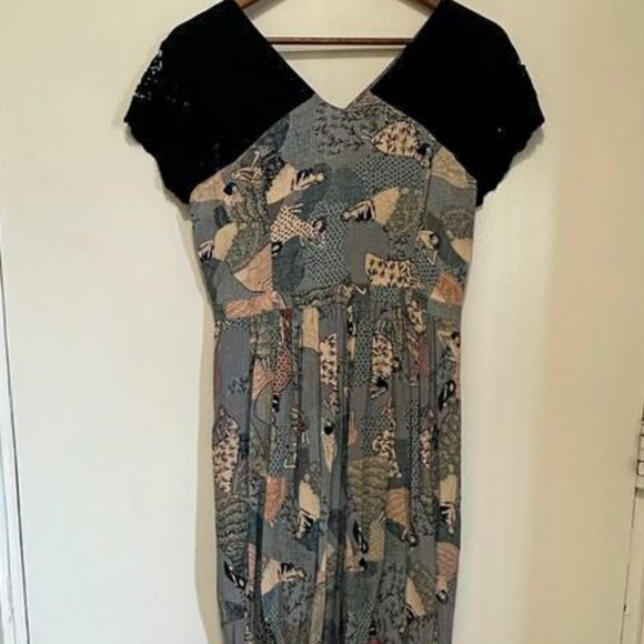 Blue and Pastel Patterned Long Dress - Picture 4 of 7